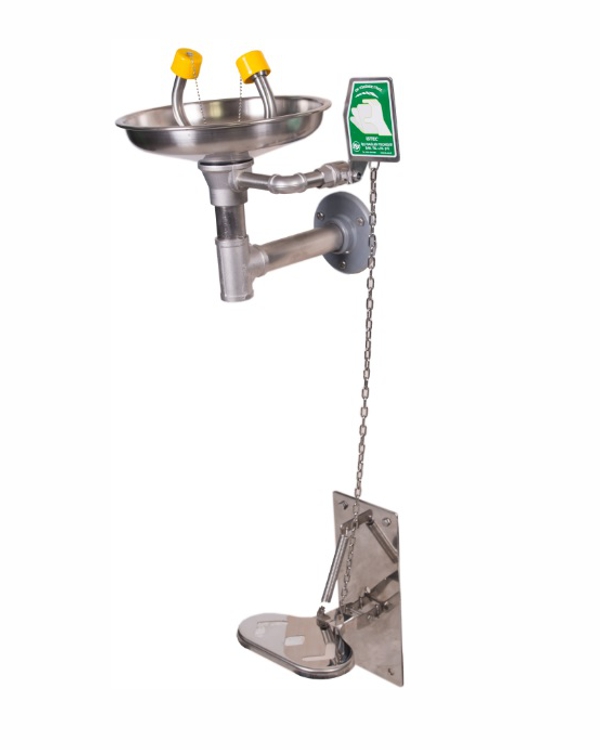 Eye/Face Wash, ISTEC Type EW, Wall Type with Flange, Foot Operated