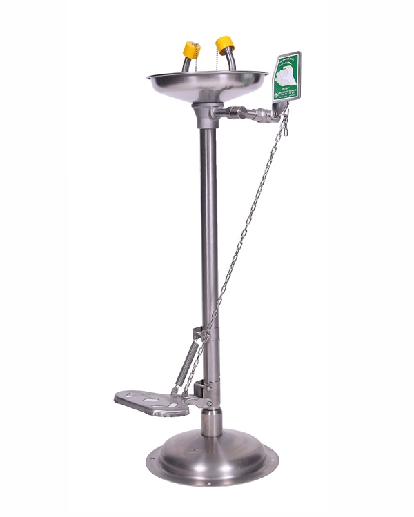 Eye/Face Wash, ISTEC Type EW, Pedestal Type, Foot treadle / push handle activation